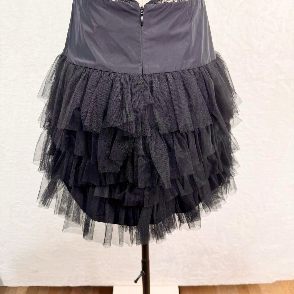 BCBGeneration Lace & Tulle Dress Black Mini Cocktail Party LBD Whimsigoth Size 6 - Picture 9 of 15